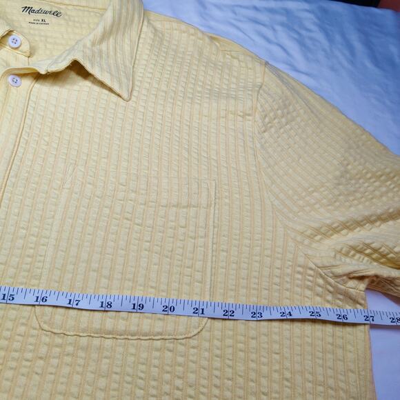 NWT Madewell Textured Easy Short Sleeve Seersucker Camp Shirt XL Butter Yellow - Picture 13 of 14